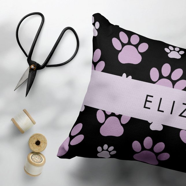 Pattern Of Paws, Lilac Paws, Dog Paws, Your Name Pillowcase (Creator Uploaded)