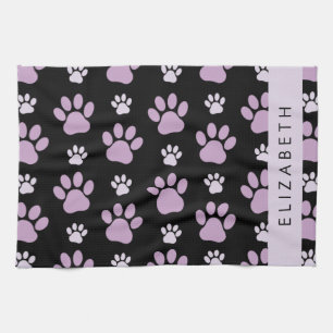 Pattern Of Paws, Lilac Paws, Dog Paws, Your Name Tea Towel