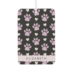 Pattern Of Paws, Lilac Paws, Hearts, Your Name Car Air Freshener