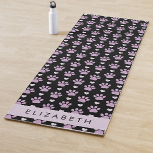 Pattern Of Paws, Lilac Paws, Hearts, Your Name Yoga Mat