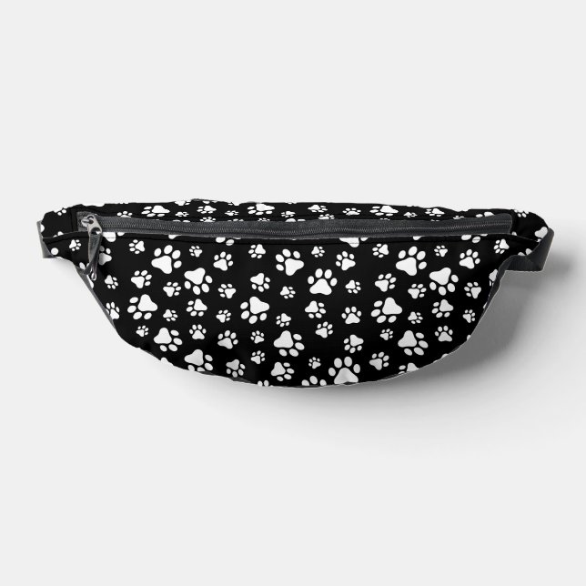 Pattern Of Paws, Paw Prints, Black and White Bum Bags (Lay Down)