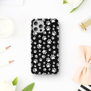Pattern Of Paws, Paw Prints, Black and White iPhone 11 Case