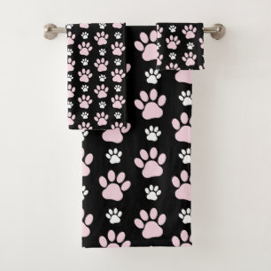 Pattern Of Paws, Pink Paws, Dog Paws, Animal Paws Bath Towel Set
