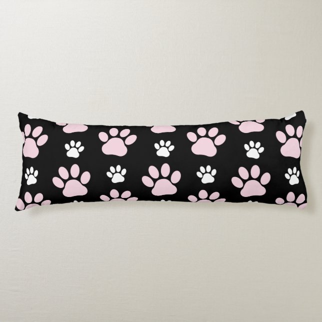 Pattern Of Paws, Pink Paws, Dog Paws, Animal Paws Body Cushion (Front)