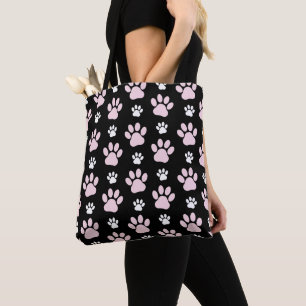 Pattern Of Paws, Pink Paws, Dog Paws, Animal Paws Tote Bag