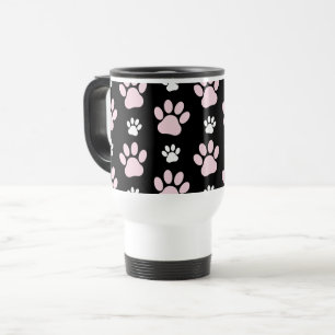Pattern Of Paws, Pink Paws, Dog Paws, Animal Paws Travel Mug