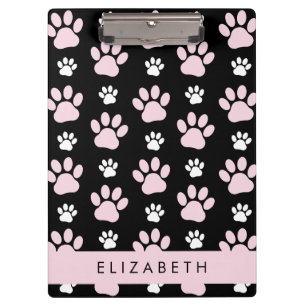 Pattern Of Paws, Pink Paws, Dog Paws, Your Name Clipboard