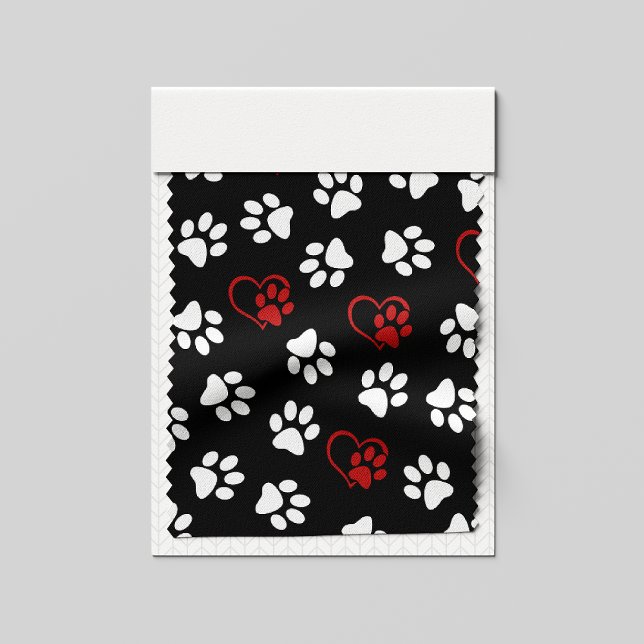 Pattern Of Paws, White Paws, Red Paws, Hearts Fabric (Creator Uploaded)