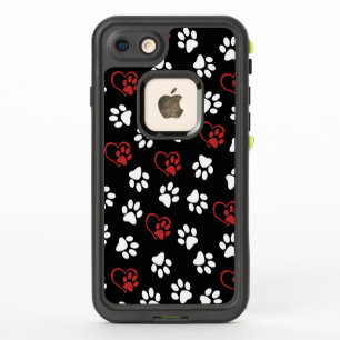 Pattern Of Paws, White Paws, Red Paws, Hearts