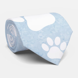 Pattern Of Paws, White Paws, Watercolors, Blue Tie