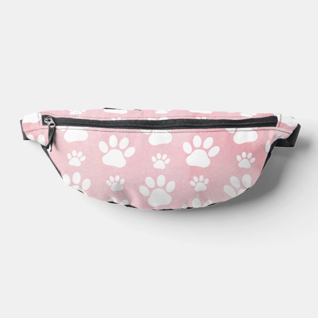 Pattern Of Paws, White Paws, Watercolors, Pink Bum Bags (Lay Down)