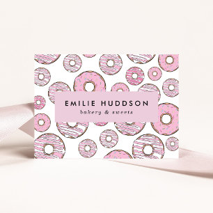 Pattern Of Pink Doughnuts, Cake Shop, Pastry Shop Business Card