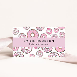 Pattern Of Pink Doughnuts, Cake Shop, Pastry Shop Business Card