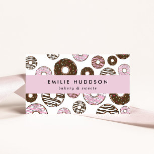Pattern Of Pink Doughnuts, Cake Shop, Pastry Shop Business Card