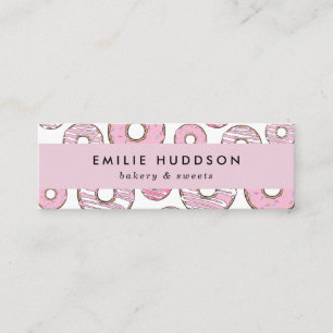 Pattern Of Pink Doughnuts, Cake Shop, Pastry Shop Mini Business Card