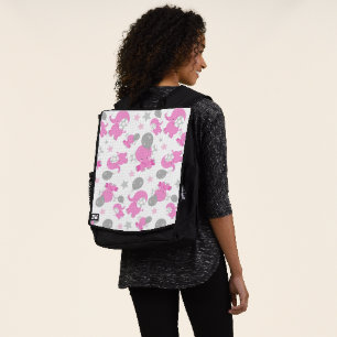 Pattern Of Pink Elephants, Cute Elephants, Stars Backpack