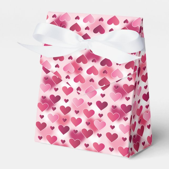 Pattern Of Pink Hearts - Valentine's Day Theme Favour Box (Front Side)