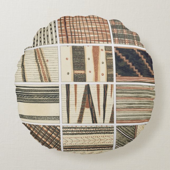 Pattern of Polynesian tapa from Cook's Round Cushion (Front)