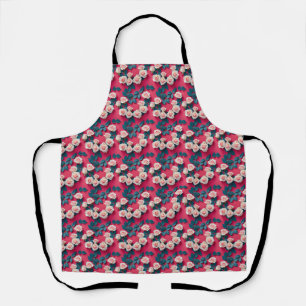 Pattern Of Red And White Roses  Apron
