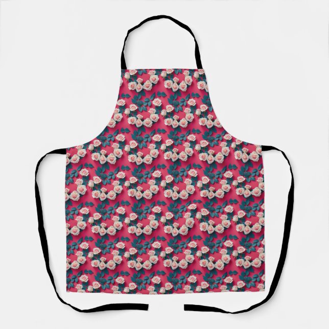 Pattern Of Red And White Roses  Apron (Front)