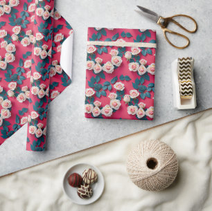 Pattern Of Red And White Roses  Wrapping Paper