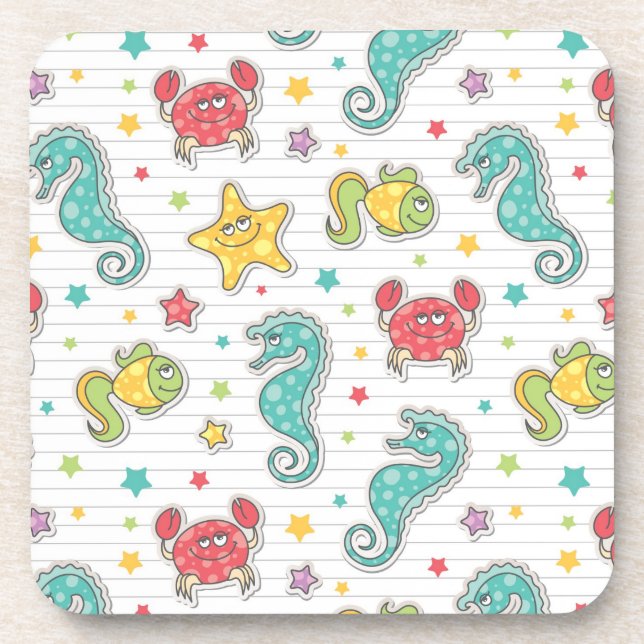 pattern of sea creatures coaster (Front)