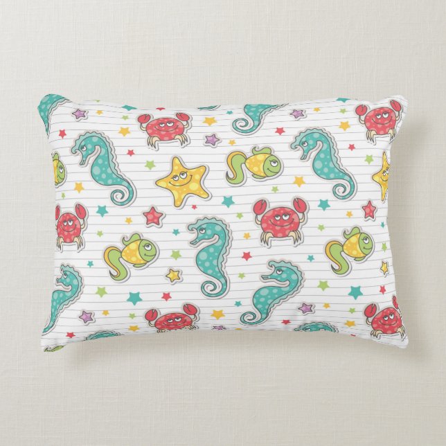 pattern of sea creatures decorative cushion (Front)