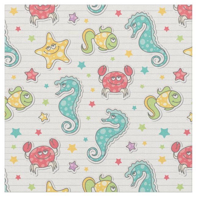 pattern of sea creatures fabric (Close Up)