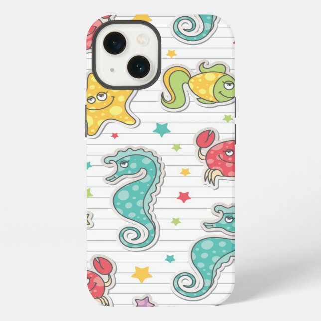 pattern of sea creatures iPhone case (Back)