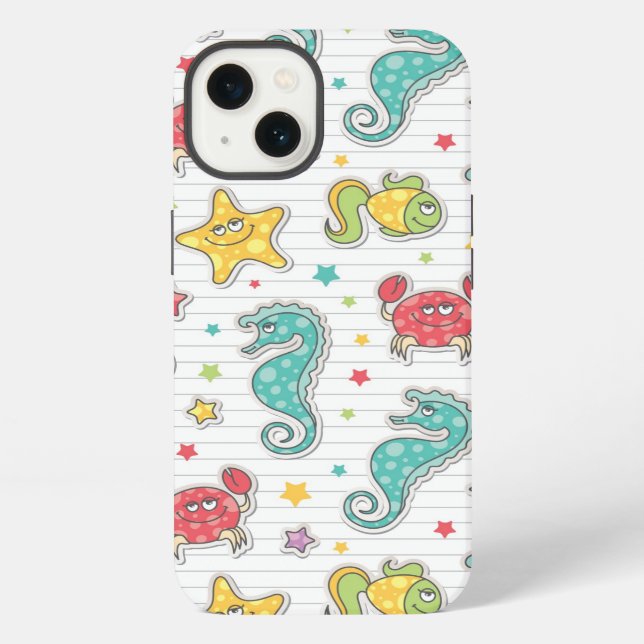 pattern of sea creatures iPhone case (Back)