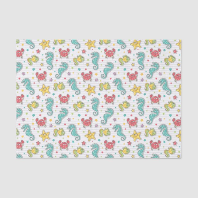 pattern of sea creatures tissue paper (Front)