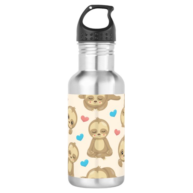Pattern Of Sloths, Cute Sloths, Hearts 710 Ml Water Bottle (Front)