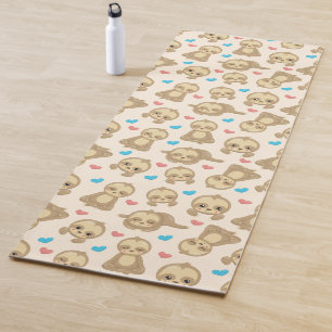 Pattern Of Sloths, Cute Sloths, Hearts Yoga Mat