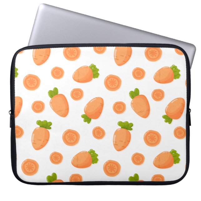 Pattern of small carrots and slices laptop sleeve (Front)