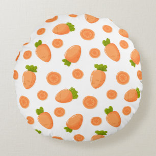 Pattern of small carrots and slices round cushion