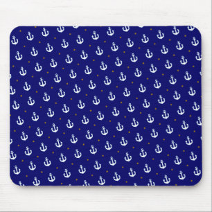 pattern of small white anchors mouse pad