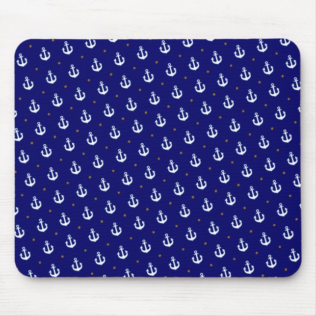 pattern of small white anchors mouse pad (Front)