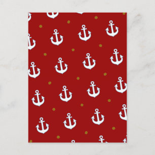 pattern of small white anchors postcard