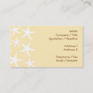 Pattern of Starfish in White and Yellow. Business Card