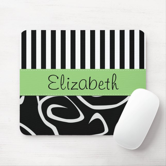 Pattern Of Stripes, Pattern Of Swirls, Your Name Mouse Pad (With Mouse)