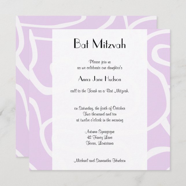 Pattern Of Swirls, Swirl Pattern, Bat Mitzvah Invitation (Front/Back)