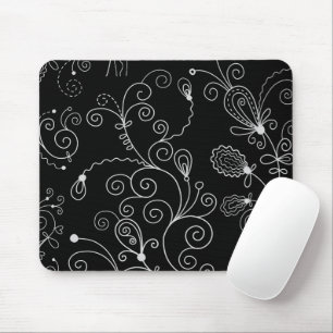 Pattern Of Swirls, Swirl Pattern, Black and White Mouse Pad