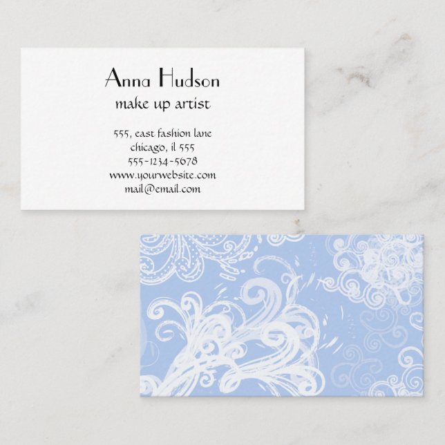 Pattern Of Swirls, Swirl Pattern, Swirling, Blue Business Card (Front/Back)