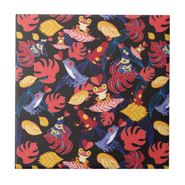 Pattern Of The Lovers Frogs Ceramic Tile (Front)