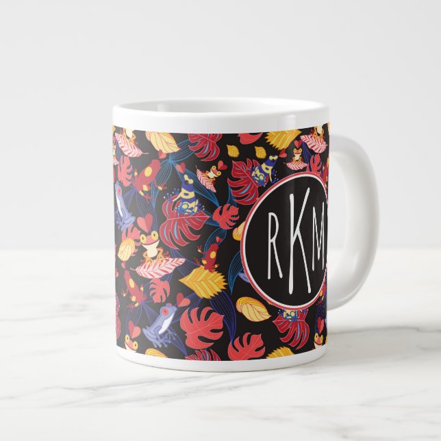Pattern Of The Lovers Frogs | Monogram Large Coffee Mug (Front Right)