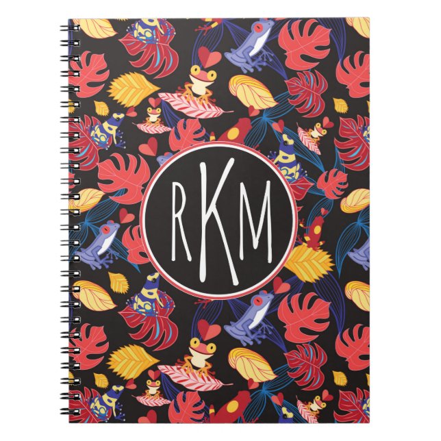 Pattern Of The Lovers Frogs | Monogram Notebook (Front)