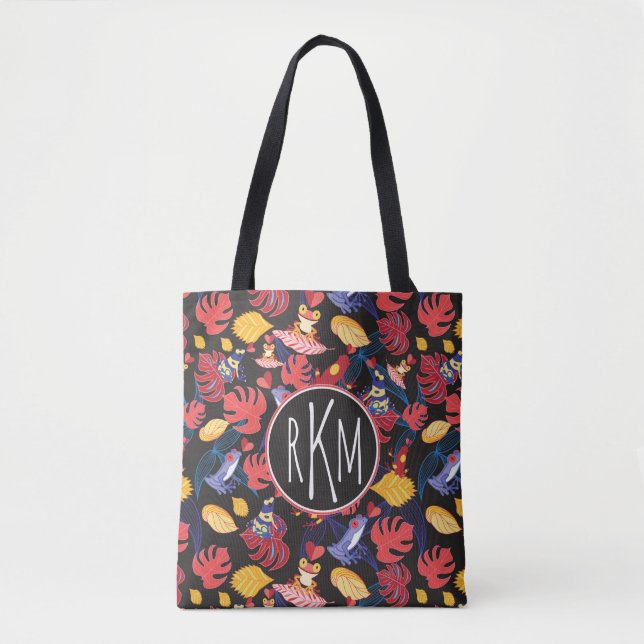 Pattern Of The Lovers Frogs | Monogram Tote Bag (Front)