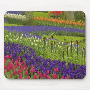 Pattern of tulips hyacinth, and Grape Hyacinth Mouse Pad