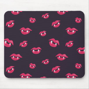 Pattern Of Vampire Lips And Fangs Mouse Pad