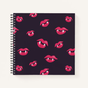 Pattern Of Vampire Lips And Fangs Notebook